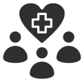 Healthcare community icon with heart